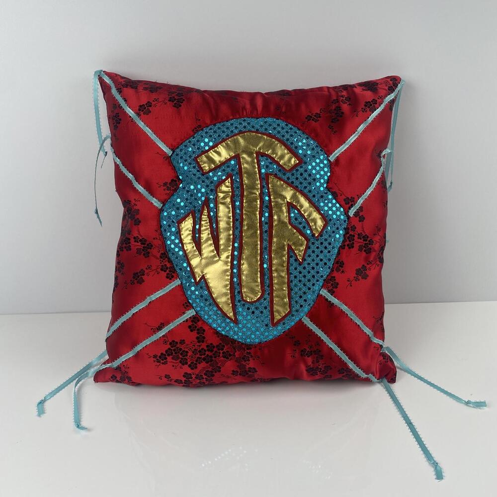 Original Rita Valley "WTF I" Decorative Pillow (2018-2023) Exhibit Piece